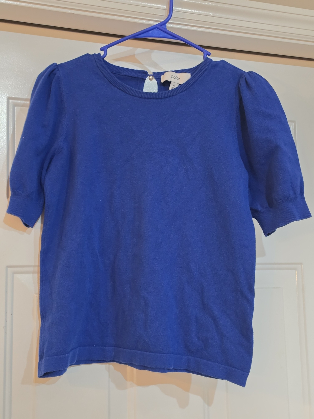 CeCe Royal Blue Short Sleeve Knit Sweater Top